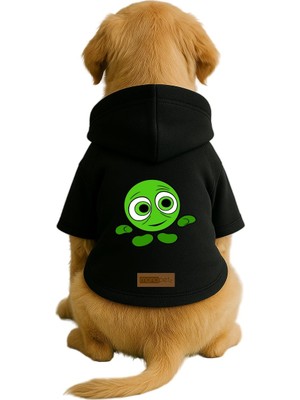 Odea Monopetz Baskılı Içi Polarlı Köpek ve Kedi Kıyafeti & Elbisesi - Siyah Renk Kapüşonlu Hoodie BF2F8, 6xl