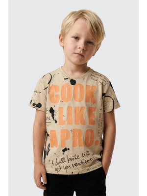 Doctor Junior Bej Erkek Çocuk Baskılı Comfort Fit Saks T-Shirt