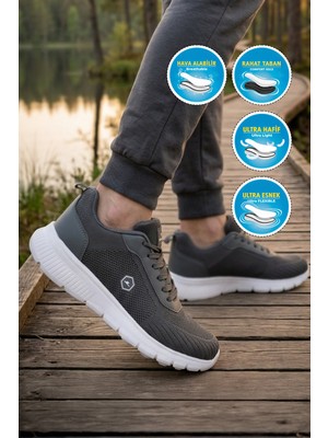 Walkway Erkek Füme Günlük Spor Ayakkabı Hafif Rahat Tabanlı Bağcıklı Sneaker 26108