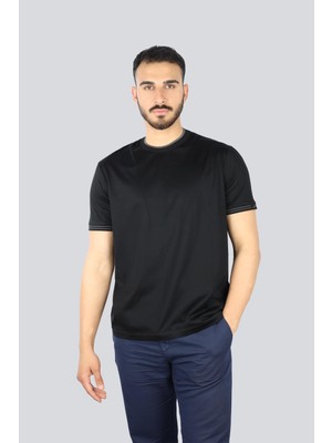 Odea Erkek Yuvarlak Yakalı Kolu Yüzgeç Detaylı Pamuklu Siyah T-Shirt 25411017-11D