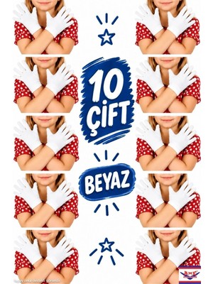 Axe Sportswear Unisex 10 Çift Çocuk Bando & Pandomim & Tören & Gösteri & Merasim Eldiveni & 23 Nisan & 19 Mayıs