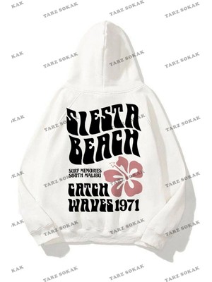 Odea Tarzsokak Y2K Unisex Siesta Beach Beyaz Sweatshirt Kod 1997, BEYAZ-543, S