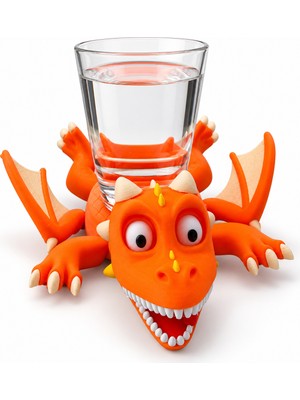 Generic 3D Baskı Dinozor Bardak Altlığı | Bardak Konunca Hareket Eden Sürpriz Coaster | Dekoratif Masaüstü Bardak Tutucu | Turuncu