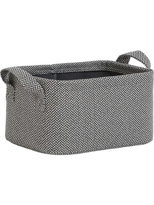 Odea Ocean Home Textile Antrasit Renk Dokulu Kumaş Sepet 24 x 17 x 12 cm