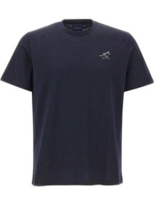 Odea Erkek Regular Fit Yuvarlak Yakalı Yüzgeç Desenli Pamuklu Kısa Kollu Lacivert T-Shirt 16311627-050