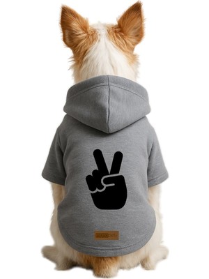 Odea Monopetz Baskılı Içi Polarlı Köpek ve Kedi Kıyafeti & Elbisesi - Gri Renk Kapüşonlu Hoodie B5429, L