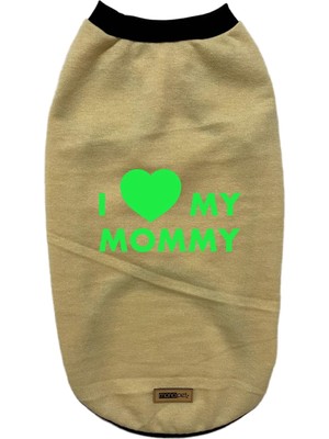 Odea Monopetz Yeni Sezon Köpek ve Kedi Kıyafeti - Açık Sarı (Taş) I Love Mommy Xs Beden