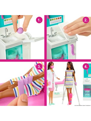 Odea Barbie'nin Polikliniği Oyun Seti , Esmer Barbie Doktor Bebek (30 Cm), 30'dan Fazla Parça Oyuncak, 3 Yaş ve Üzeri Kızlar Için GTN61