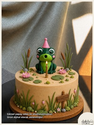 Dailyboo Creates Mum Üfleyen Kurbağa Pasta Süsü-Doğum Günü,parti,pasta Süsleme-Figür Oyuncak