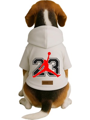 Odea Monopetz Baskılı Içi Polarlı Köpek ve Kedi Kıyafeti & Elbisesi - Beyaz Renk Kapüşonlu Hoodie B46A1, M
