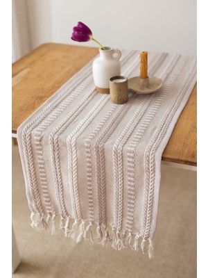 Odea Neula | %100 Pamuk Örme Runner 40 x 110 cm (Bej)
