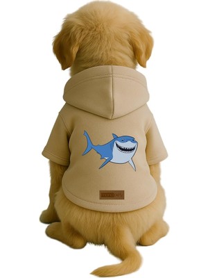 Odea Monopetz Baskılı Içi Polarlı Köpek ve Kedi Kıyafeti & Elbisesi - Bej Renk Kapüşonlu Hoodie B0A52, 5xl