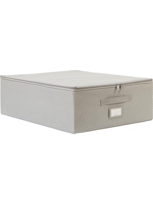 Odea Ocean Home Textile Orta Boy Gri Balıksırtı Destekli Kutu Hurç 45 x 55 x 18 cm