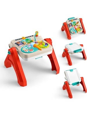Odea Birden Fazla Dil Desteği ve Eğitici Müziklerle 6 Ay ve Üzeri Bebeklere ve Yürüme Çağındaki Çocuklara Yönelik Fisher-Price Eğlen ve Öğren 4'ü 1 Arada Aktivite ve Çizim Masası, JLM96