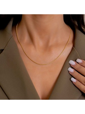 Bayar Gold 14 Ayar Altın Halat Zincir Kolye Açık Sarı Renk 1,6 mm