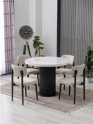 JoyMassa  Arel Bohem 90X90 Mdf Masa / 4 Polo Sandalye Takım