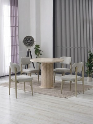 JoyMassa Arel Bohem 90X90 Mebran Masa / 4 Polo Sandalye Takım