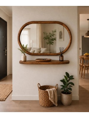 Effe Yapı Dekor Dekoratif Elips Model 110X70 cm Aynalı Dresuar - Raf