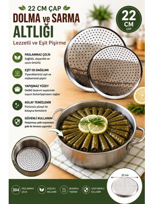 Doori Paslanmaz Çelik Dolma ve Sarma Altlığı – Pizza Lahmacun Tepsisi - Sarma ve Dolma Yapışma Önleyici 22CM