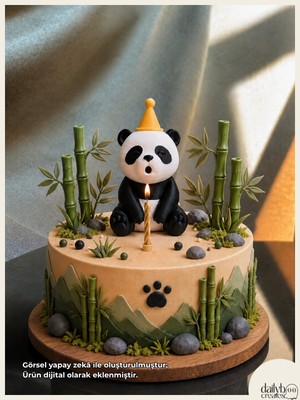 Dailyboo Creates Mum Üfleyen Panda Pasta Süsü-Doğum Günü,parti,pasta Süsleme-Figür Oyuncak