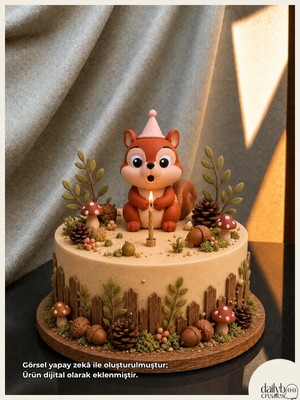 Dailyboo Creates Mum Üfleyen Sincap Pasta Süsü-Doğum Günü,parti,pasta Süsleme-Figür Oyuncak