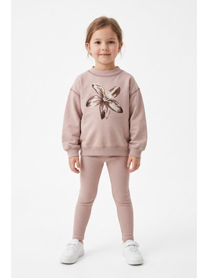 Toontoy Kız Çocuk Baskılı Karyoka Dikişli Sweatshirt