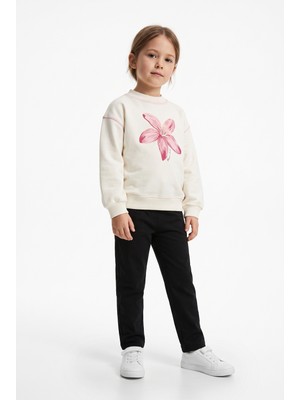 Toontoy Kız Çocuk Baskılı Karyoka Dikişli Sweatshirt