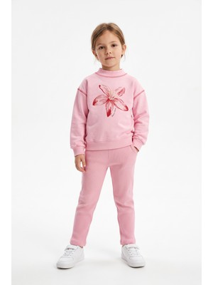 Toontoy Kız Çocuk Baskılı Karyoka Dikişli Sweatshirt