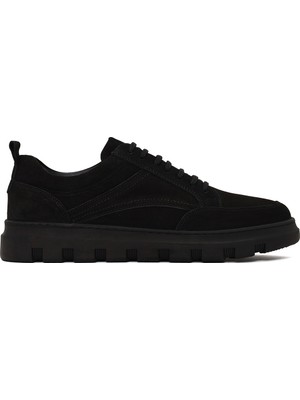 Derimod Erkek Siyah Bağcıklı Nubuk Deri Casual Sneaker WM828003DN