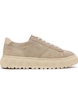 Derimod Kadın Bej Bağcıklı Süet Deri Sneaker AF450015DS