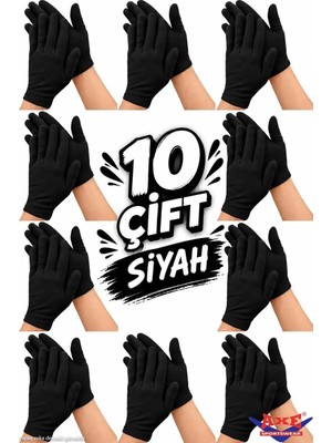 Axe Sportswear Unisex Garson Pandomim Gösteri Eldiveni Siyah 10 Çift Rahat Kullanım İçin
