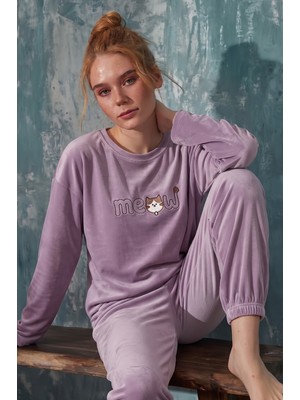 Farya Home Luxury Velvet Fransız Kadife Paça Lastikli Ekstra Soft Pijama Takımı
