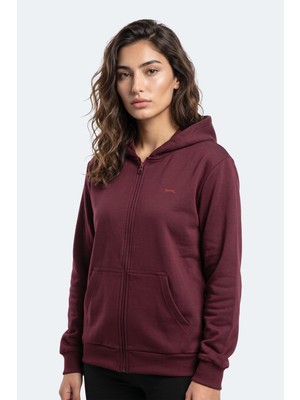 Slazenger Sera I Kadın Fermuarlı Bordo Sweatshırt