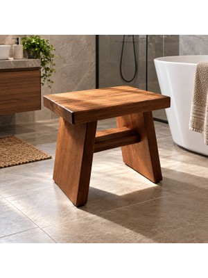 KUMİ Masif Ahşap Banyo Taburesi - Duş Oturağı, Basamak ve Dekoratif Tabure