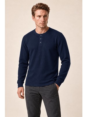 Redline Bron Erkek Yeni Sezon Oversize Düğmeli Sweatshirt Lacivert