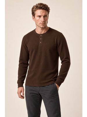 Redline Bron Erkek Yeni Sezon Oversize Düğmeli Sweatshirt Kahve