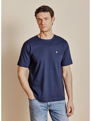 Brooks Brothers Mavi Erkek Nakışlı T-Shirt BBSS26MTS018