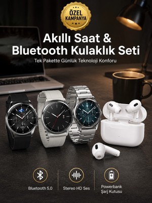 Astraltech Aynalı Bluetooth Kulaklık Yeni Nesil Akıllı Saat Titreşimli Nabız Ölçer Spor Modları