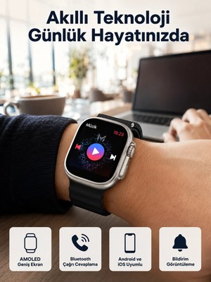 Astraltech Akıllı Saat Kol Saati Android ve Ios Uyumlu Nabız Ölçer Sesli Asistan