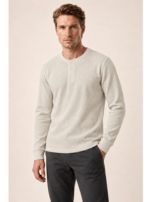 Redline Bron Erkek Yeni Sezon Oversize Düğmeli Sweatshirt Bej