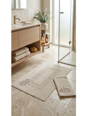 A.Z.H. Maribor (2.li Set) 50X70CM. / 60X100 cm %100 Pamuk Nakışlı Lüks Ayak Havlusu, Ayak Paspası, Havlu Paspas, Banyo ve Lavabo Paspası