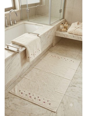 A.Z.H. Maribor (2.li Set) 50X70CM. / 60X100 cm %100 Pamuk Nakışlı Lüks Ayak Havlusu, Ayak Paspası, Havlu Paspas, Banyo ve Lavabo Paspası