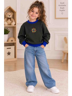 Kız Çocuk Güneş Baskılı Üç Ip Sweatshirt