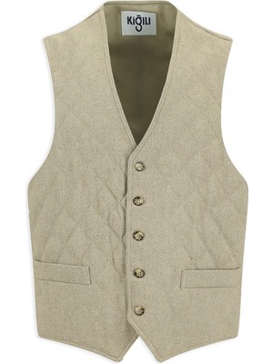Kiğılı Slim Fit Dar Kesim Desenli Yünlü Kapitone Yelek