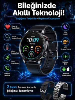 Astraltech Çift Kordonlu Yüksek Çözünürlüklü Akıllı Saat Uyku Izleyici & Spor Modları