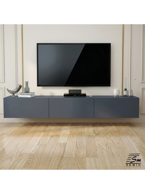 Semih Mobilya Modern Mdf Duvara Monte 200 cm Antrasit Tv Ünitesi – Minimalist Şık Tasarım