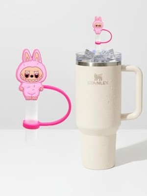 Esranın Dünyası Stanley Quencher Uyumlu Labubu Tıpa – Özel Koleksiyon (Pembe Labubu)