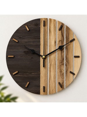 🌿 Rokh Mdf Duvar Saati 35 cm | El Yapımı Lazer Kesim Dekoratif Saat | Modern Ahşap Görünümlü Duvar Dekoru | Hediyelik