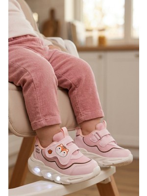 Cool Pudra Cırtlı Işıklı Anatomik Desenli Bebek Ilk Adım ve Spor Ayakkabı Sneaker Aria B