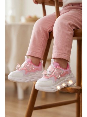 Cool Pudra Anatomik Cırtlı Işıklı Desenli Bebek Ilk Adım ve Spor Ayakkabı Sneaker Aida B